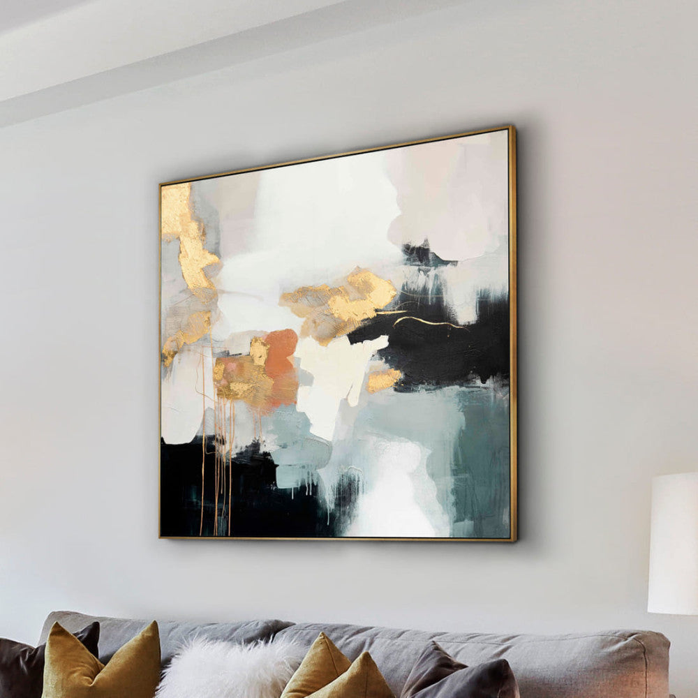 Quadro Expresion em Acrílico com Detalhes Dourados 100x100 cm