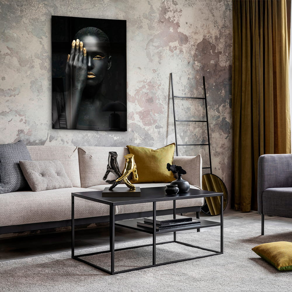 Figura Decorativa Duas Mãos Cinza e Dourado 20cm