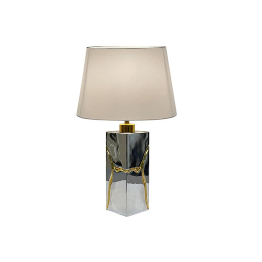 Candeeiro de mesa Ocean cromado e folha de ouro