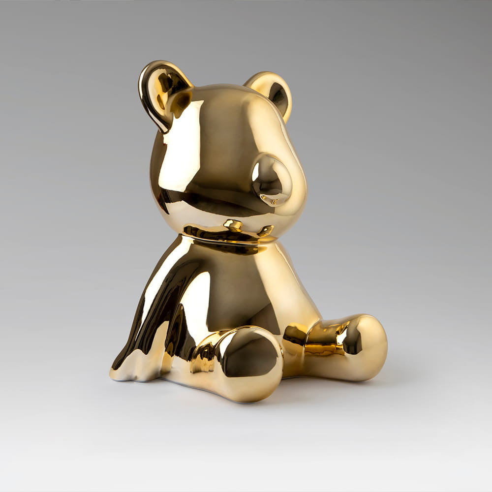 Escultura Urso Dourado 50cm