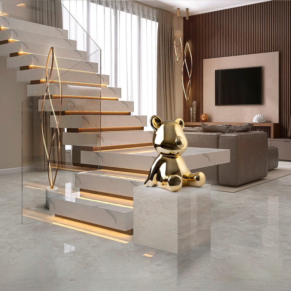 Escultura Urso Dourado 50cm