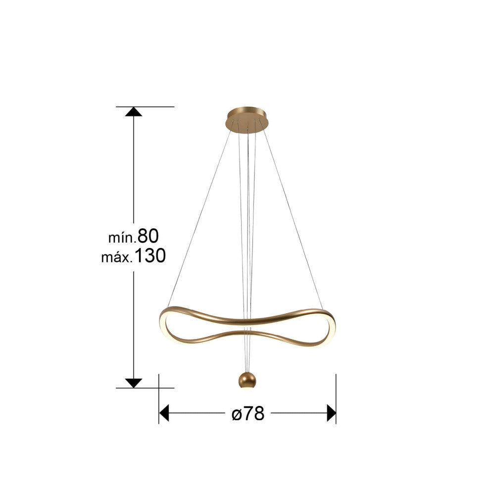 Candeeiro teto Romina ø78 cmdourado