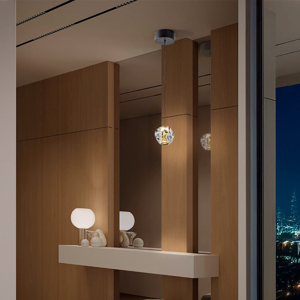 Candeeiro teto Zaria 1L dourado preto