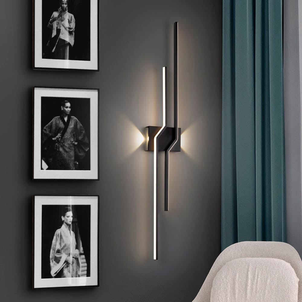 Candeeiro de parede ZigZag preto