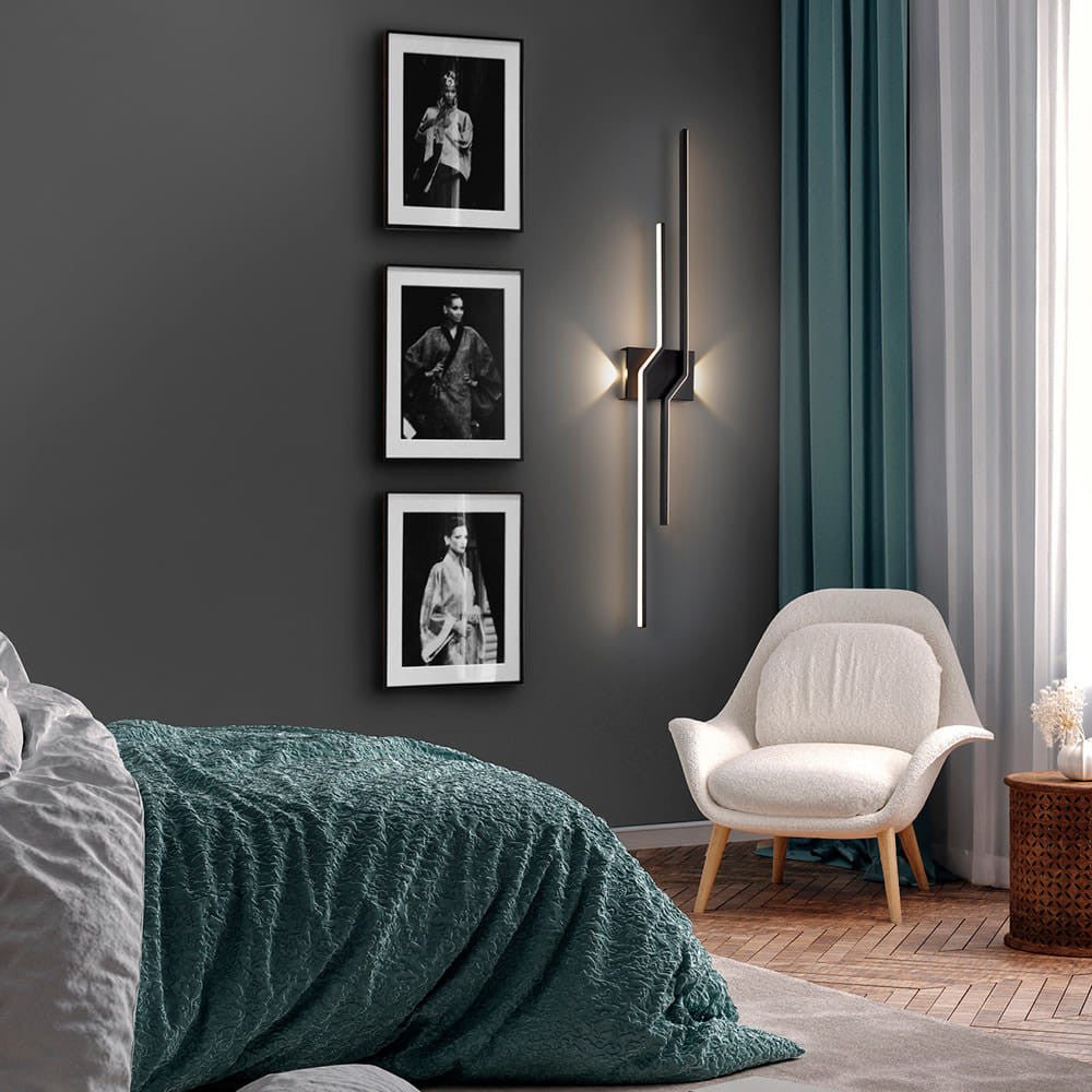 Candeeiro de parede ZigZag preto