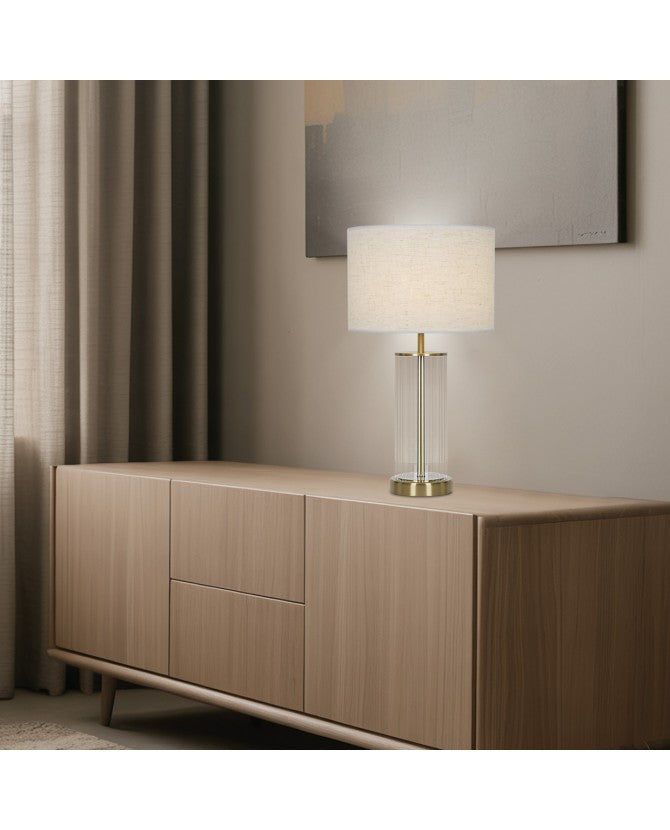 Candeeiro de mesa Calabria dourado e vidro