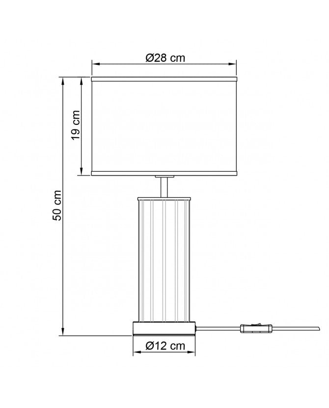 Candeeiro de mesa Calabria dourado e vidro