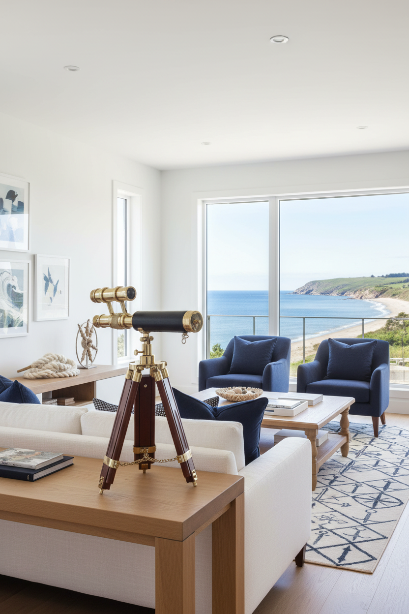 Telescópio em ambiente náutico moderno