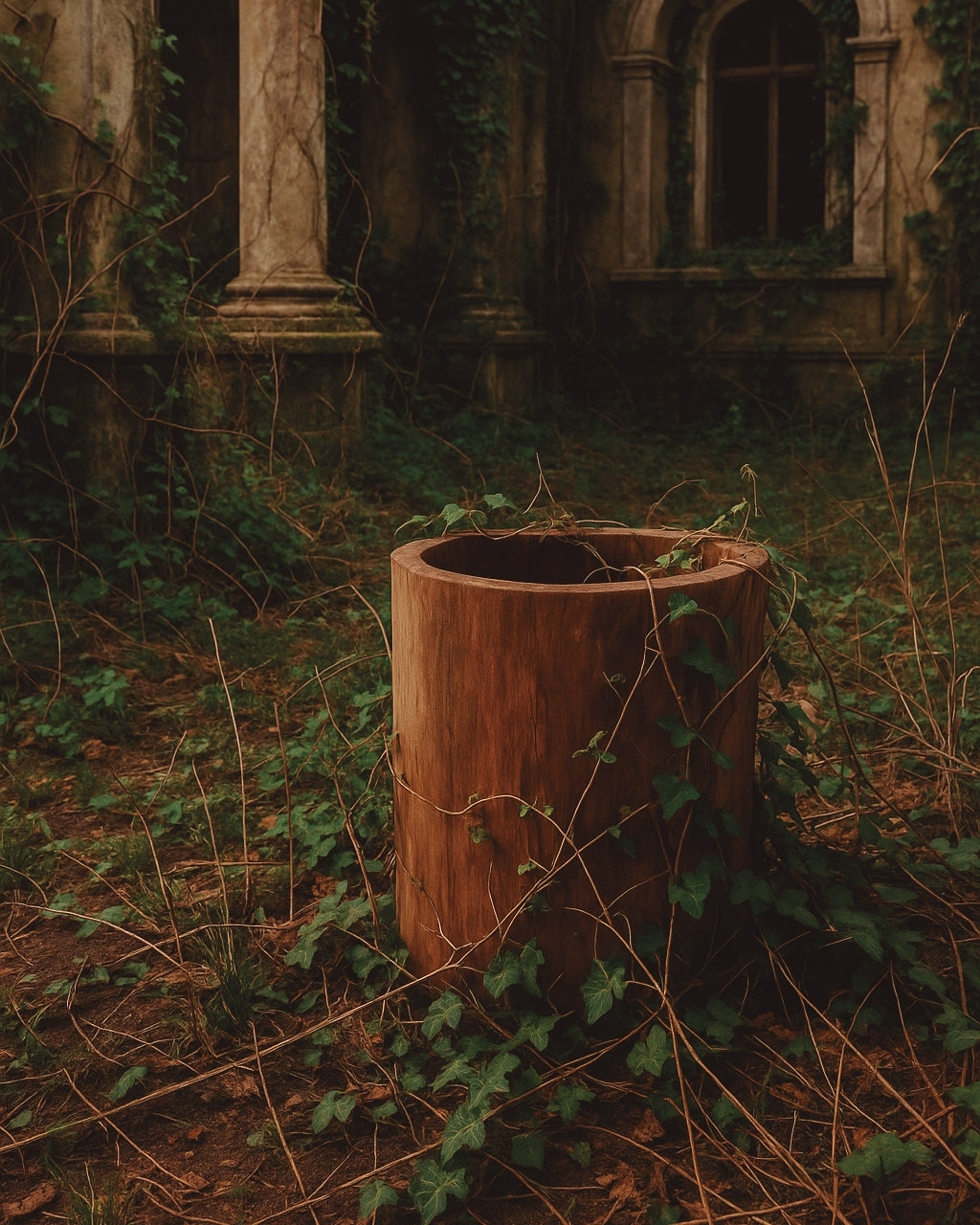 Vaso em madeira Teca tronco